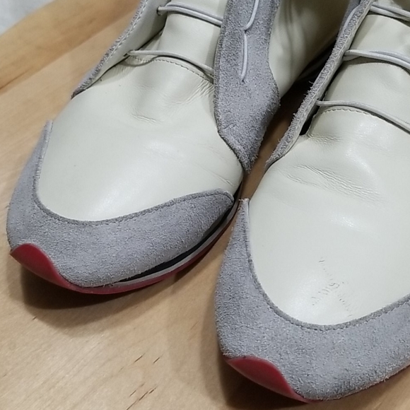 Y-3 YOHJI YAMAMOTO White Gray Suede High Top Wedge Leather Snkr 7.5/8 - Picture 3 of 8